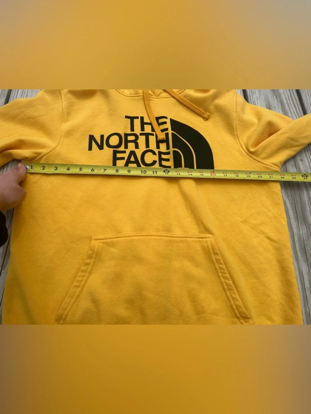 The North Face‎ Hoodie Yellow Pullover Big Logo Sweatshirt Men’s Medium EUC
